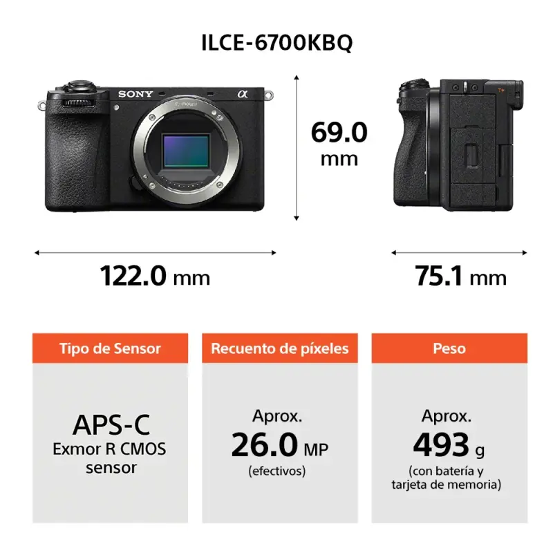 CÁMARA DIGITAL SONY 6700K PREMIUM CON MONTURA E + LENTE E PZ 16-50MM F3.5-5.6 OSS II ILCE6700KBQE38
